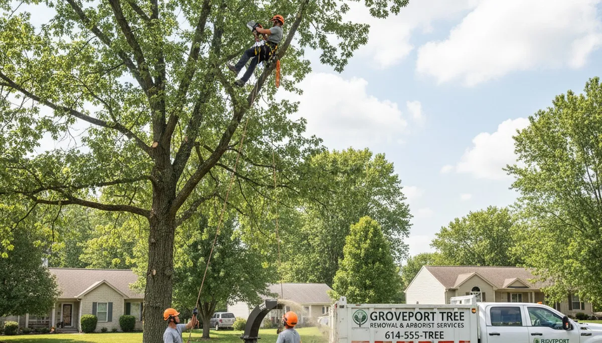 Professional tree removal service in Columbus, OH removing large oak safely